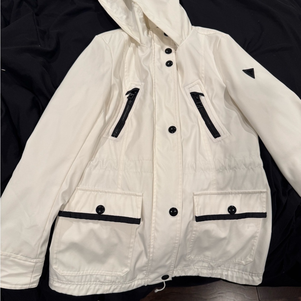 Guess White Jacket with Black Lining